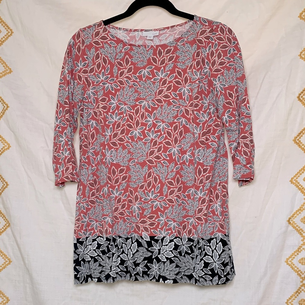 J. Jill Medium Petite Leaves Blouse tunic 3/4 Sleeves